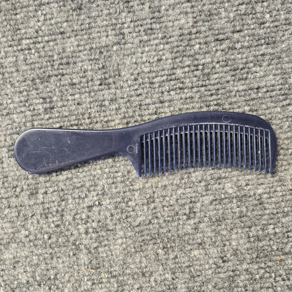 Vintage Estee Lauder Hair Comb Navy Blue Travel Purse Size 6.5